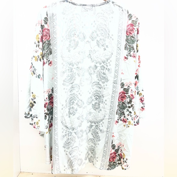 Angie Floral Kimono with Pink and Red Accents - Picture 2 of 3